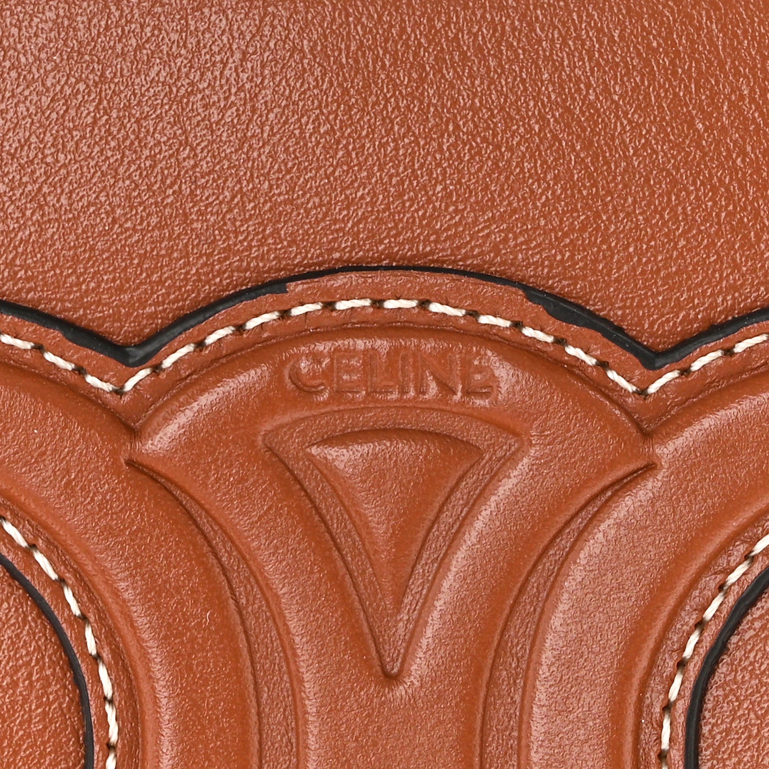 Celine Smooth Calfskin Cuir Triomphe Coin and Card Pouch With Hook Tan 6 of 8