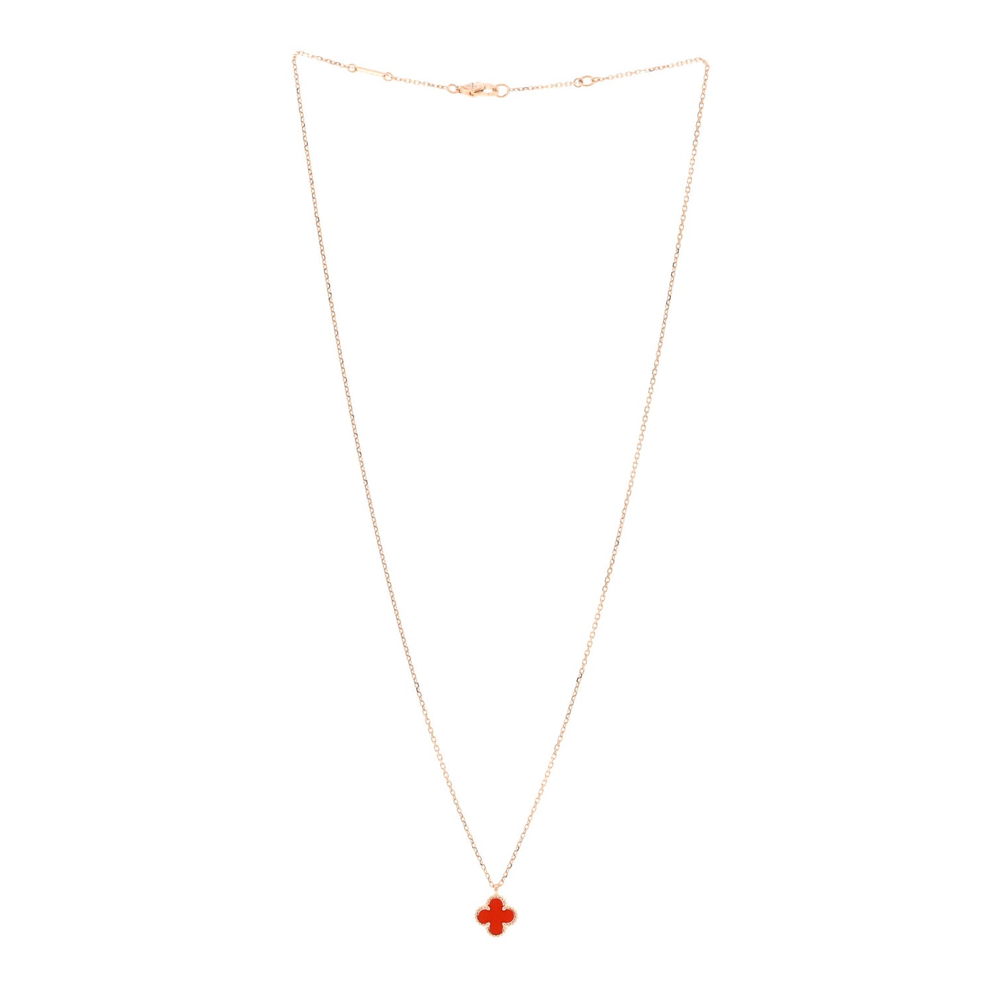 18K Rose Gold Carnelian Sweet Alhambra Pendant Necklace
