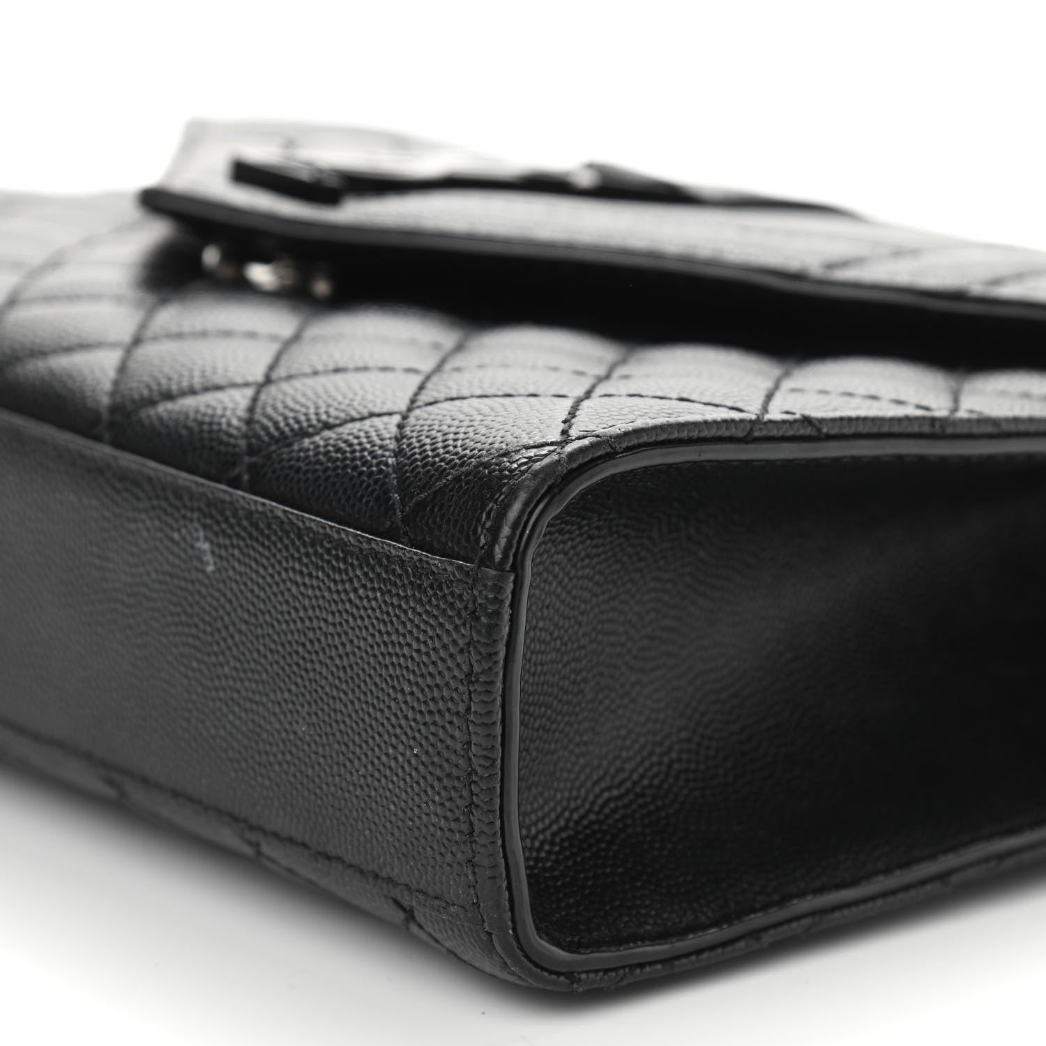 Saint Laurent Grain De Poudre Textured Mixed Matelasse Triquilt Medium Monogram Satchel Black 10 of 16
