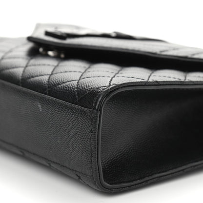 Saint Laurent Grain De Poudre Textured Mixed Matelasse Triquilt Medium Monogram Satchel Black 10 of 16