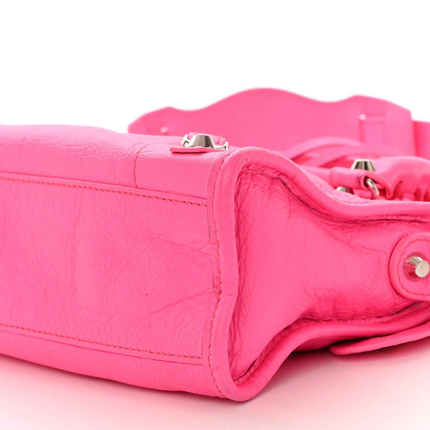 Agneau Classic Silver Hardware Mini City Rose Fluo