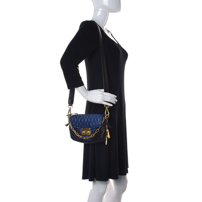 Miu Miu Nappa Matelasse Biker Shoulder Bag Inchiostro Black 2 of 10
