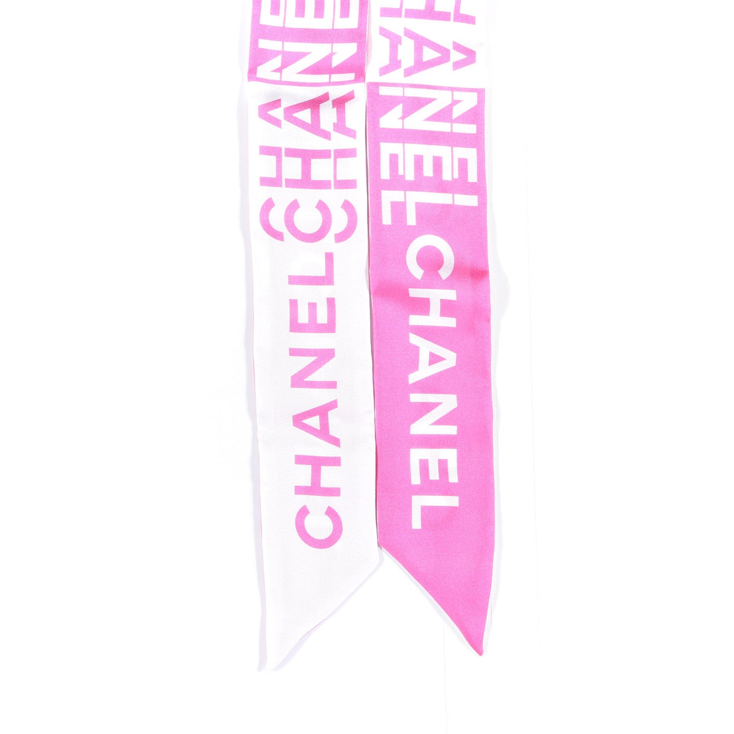 Silk Logo Slim Bandeau Scarf Fuchsia White