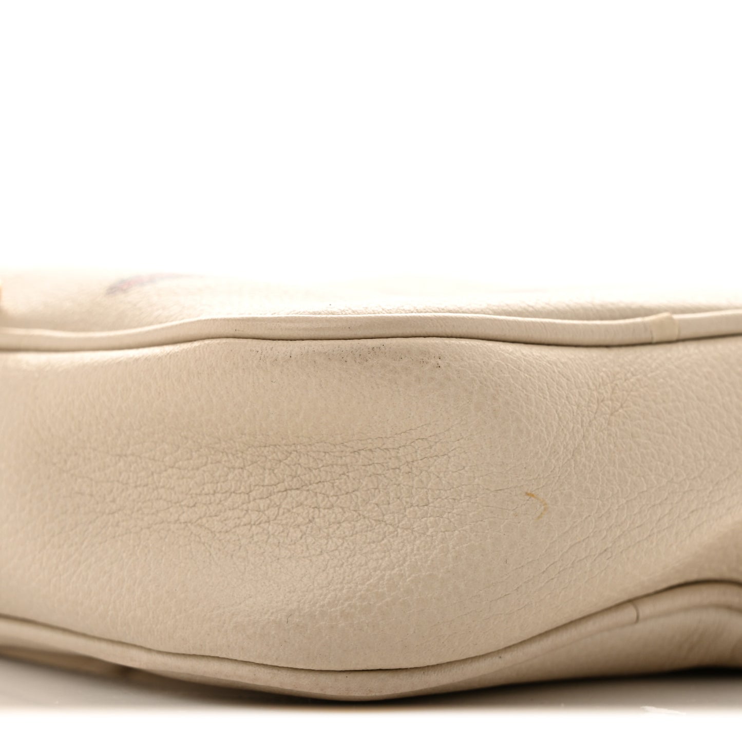 Grained Calfskin Mini Logo Messenger Bag White