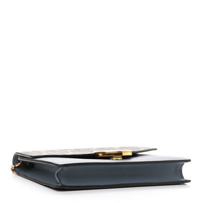 Fendi Vitello Cruise F is Fendi Bi-Color FF 1974 Embossed Medium Envelope Wallet On Chain Maya Black Azzurro Merlino 4 of 12