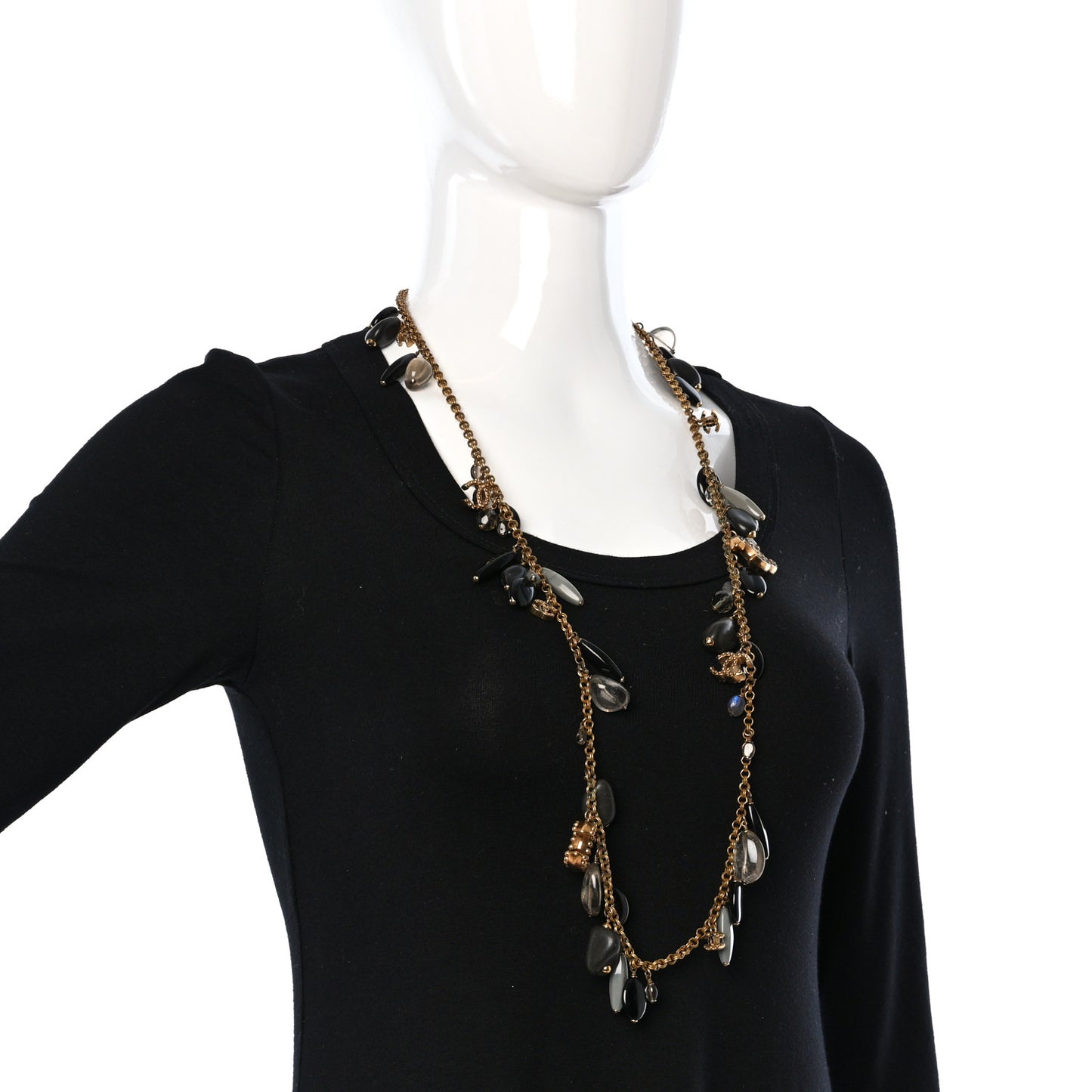 Resin CC Charms Necklace Black Gold