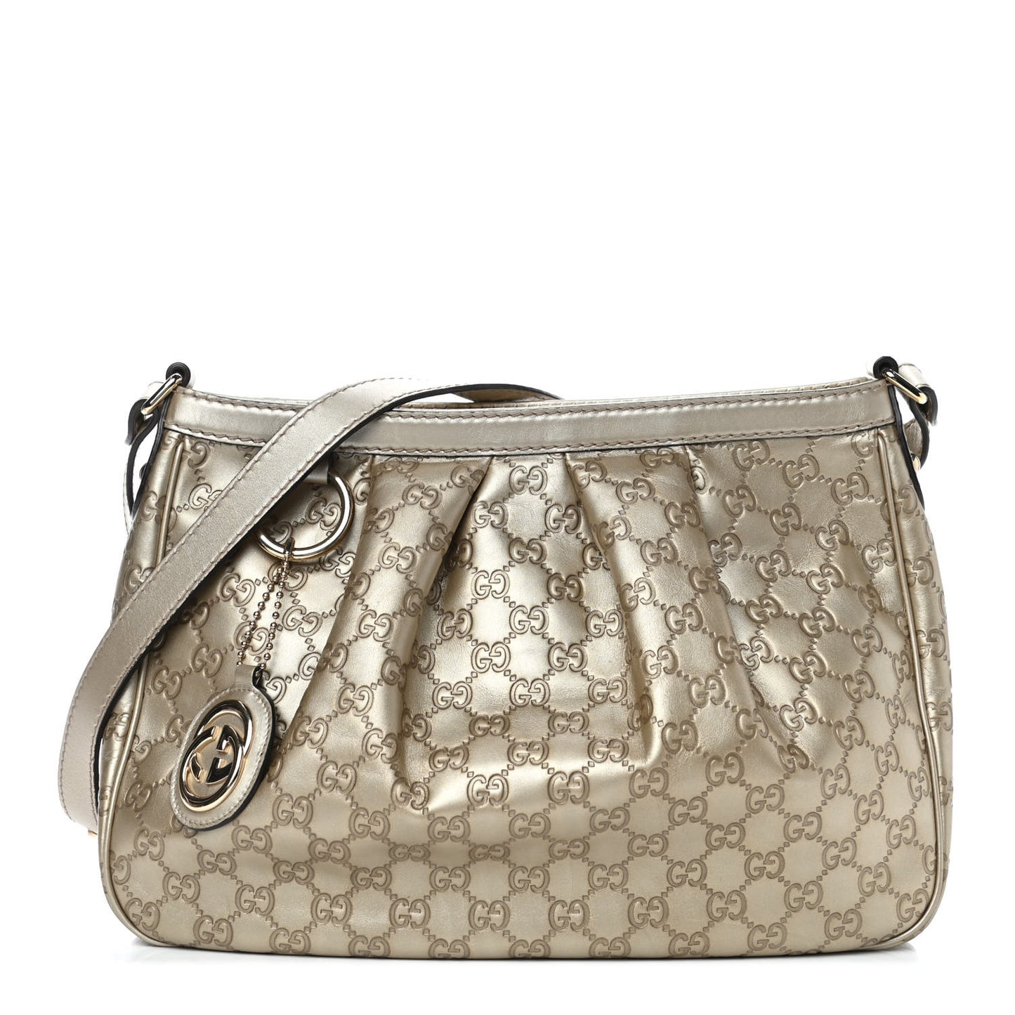 Metallic Guccissima Sukey Messenger Bag Golden Beige