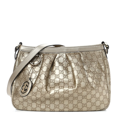 Gucci Metallic Guccissima Sukey Messenger Bag Golden Beige 1 of 5