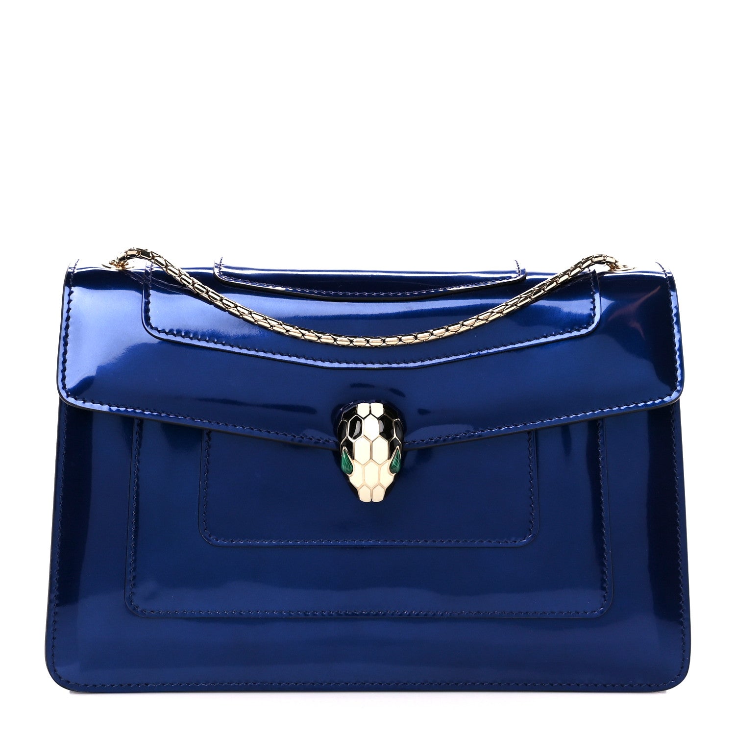 Bulgari Metallic Calfskin Serpenti Forever Shoulder Bag Blue 1 of 13