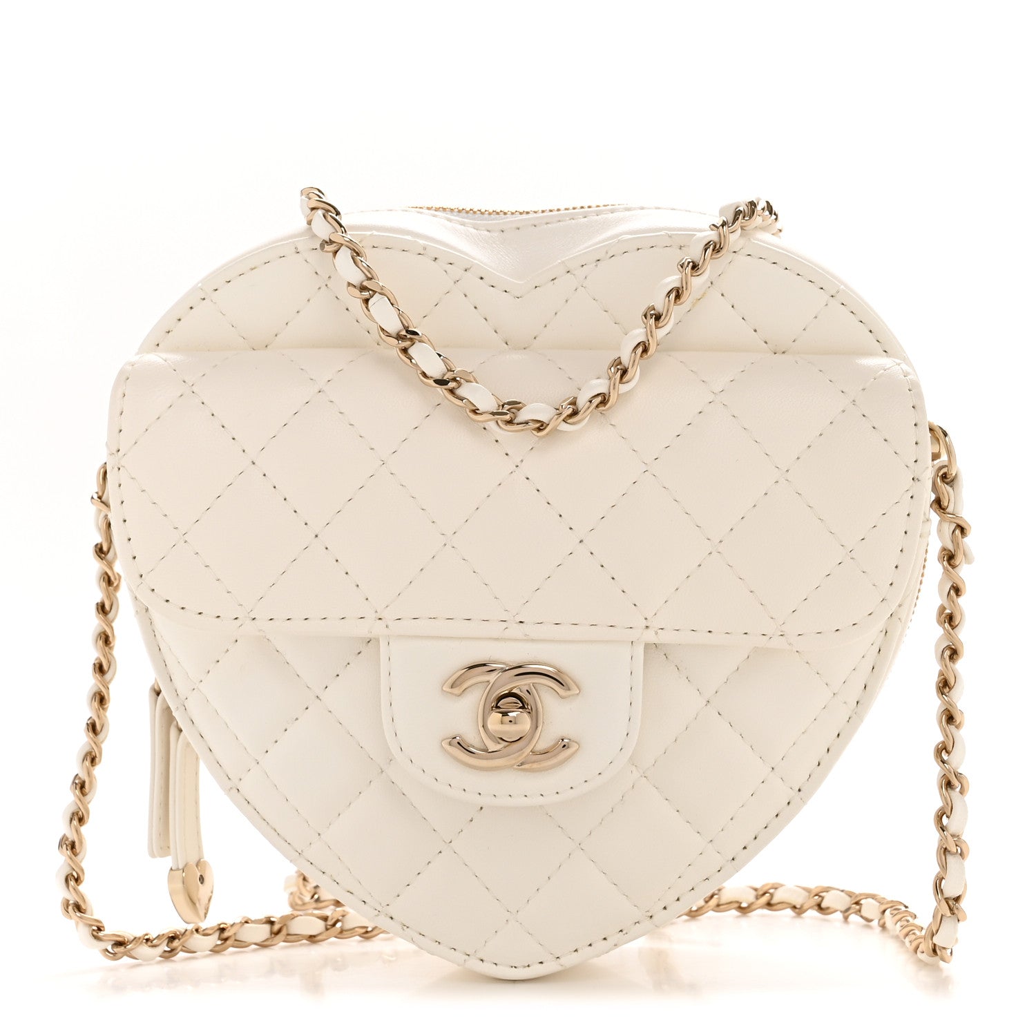 Chanel Lambskin Quilted CC In Love Heart Bag White 1 of 13