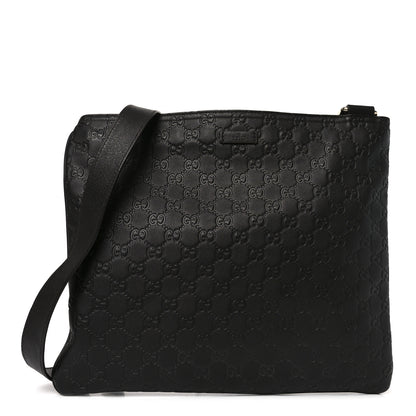Gucci Guccissima Medium Flat Messenger Bag Black 1 of 10