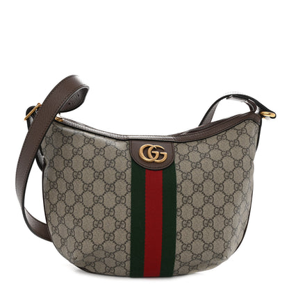 Gucci GG Supreme Monogram Web Small Ophidia Half Moon Hobo Brown 1 of 9