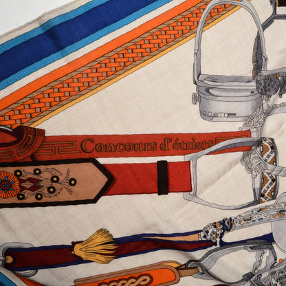 Hermes Cashmere Silk Concours D'Etriers Shawl 140 3 of 6