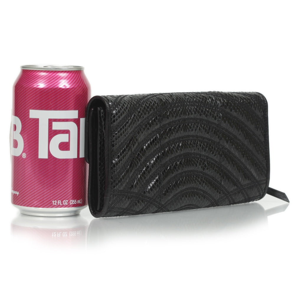 Bottega Veneta Ayers Snakeskin Continental Wallet Nero 2 of 9