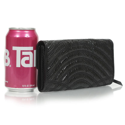 Bottega Veneta Ayers Snakeskin Continental Wallet Nero 2 of 9