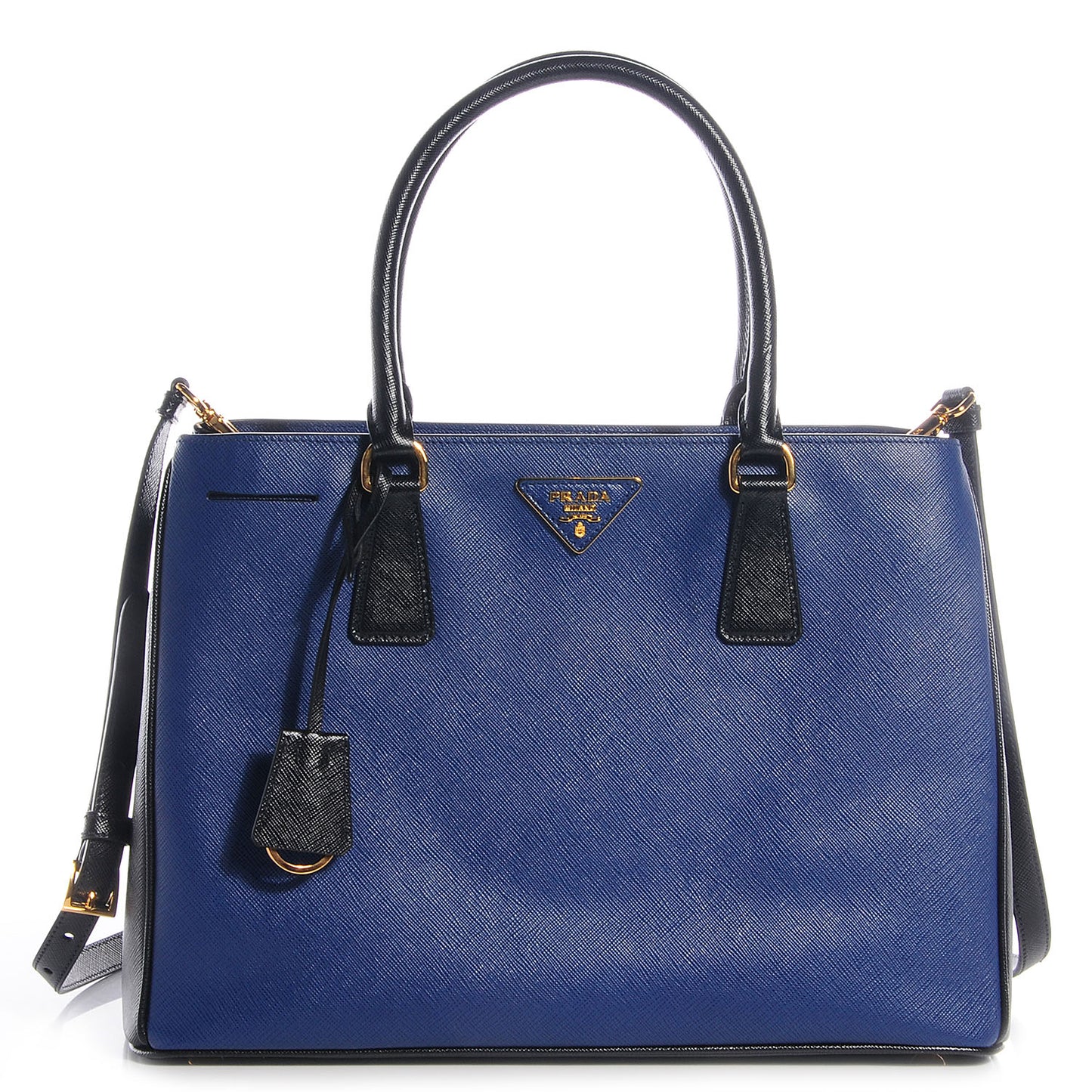Saffiano Lux Bi-Color Tote Bluette Black