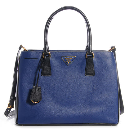 Prada Saffiano Lux Bi-Color Tote Bluette Black 1 of 9