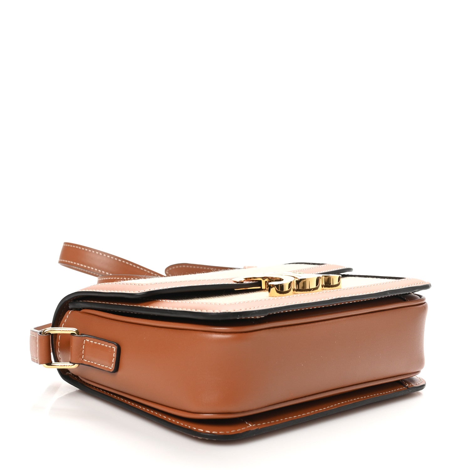 Celine Textile Calfskin Classique Triomphe Bag Natural Tan 4 of 9
