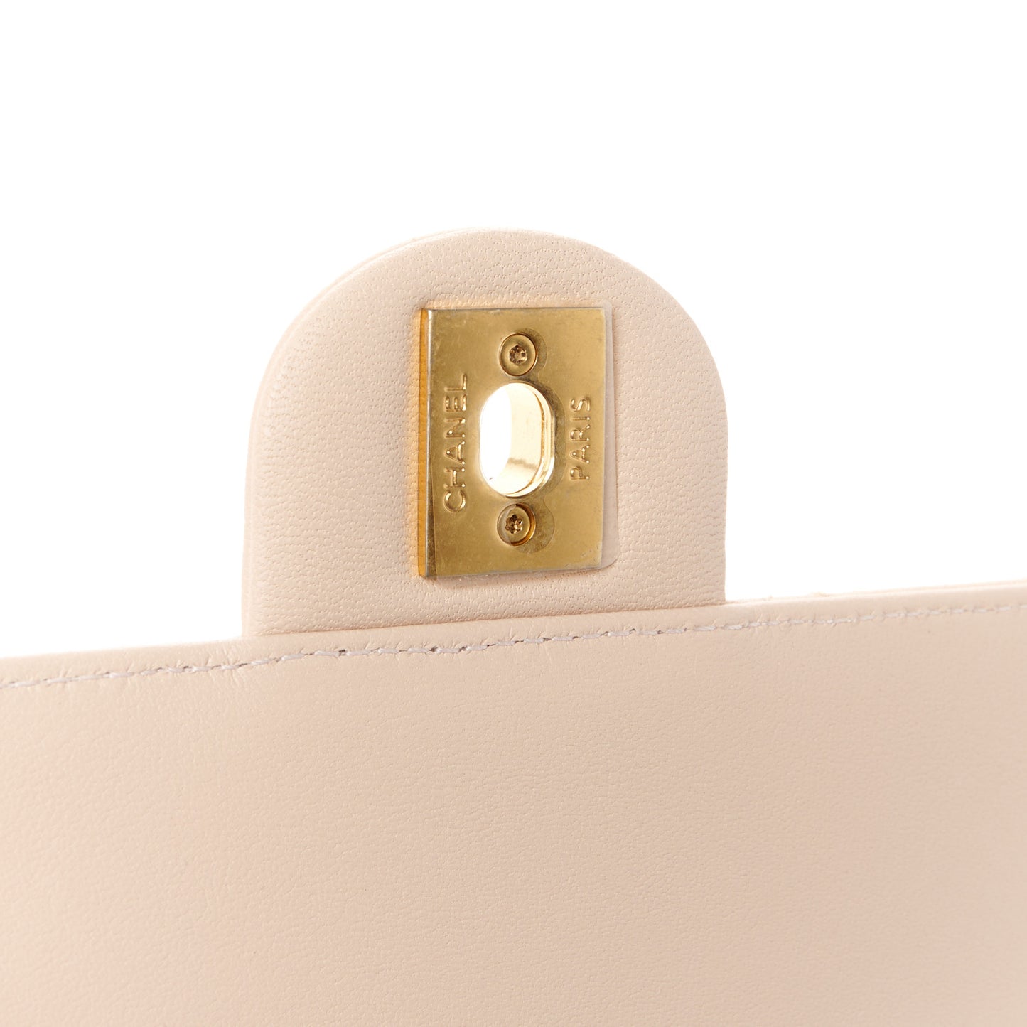 Lambskin Quilted Small Chic Pearls Flap Light Beige
