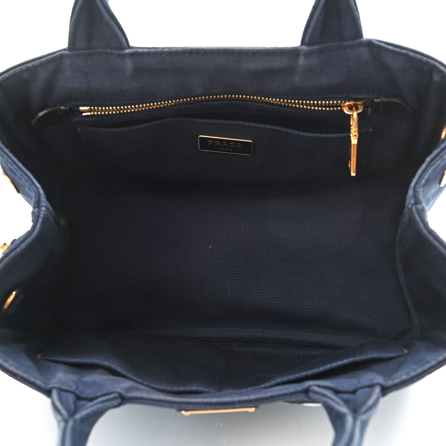 Prada Canvas Canapa Hawaii Small Tote Navy Multicolor 5 of 13