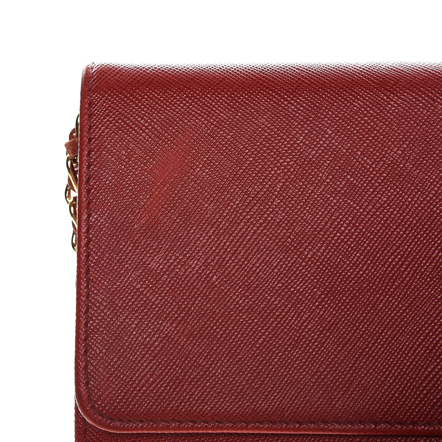 Saffiano Metal Oro Chain Wallet Fuoco
