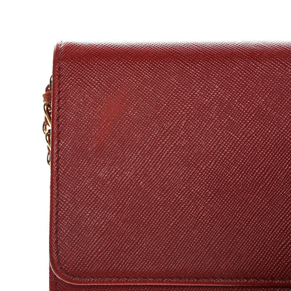 Prada Saffiano Metal Oro Chain Wallet Fuoco 11 of 15