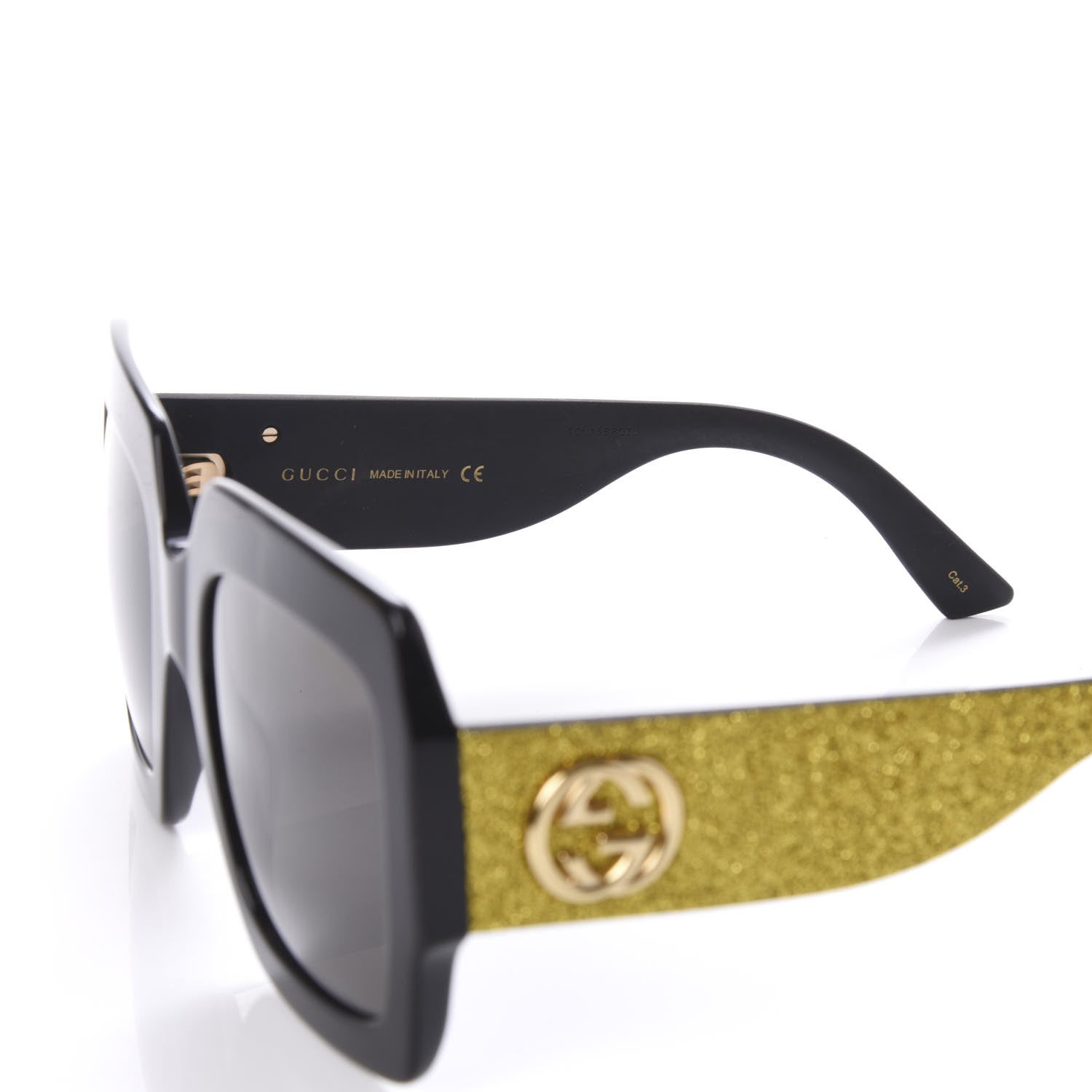 Gucci Square Frame GG0102S Sunglasses Glitter Gold 5 of 8
