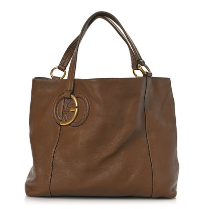 Gucci Pebbled Calfskin Medium Twill Tote Brown 1 of 14