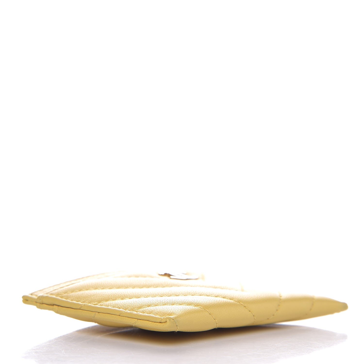 Chanel Lambskin Chevron Quilted Card Holder Yellow 4 of 9