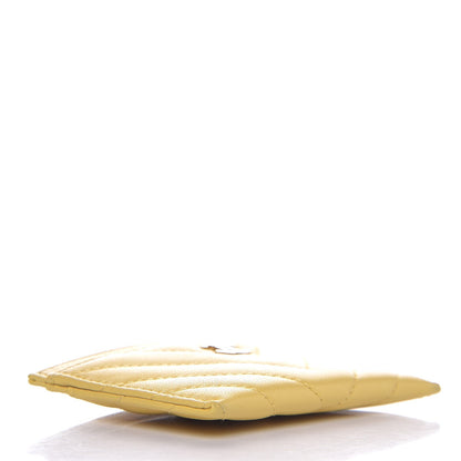 Chanel Lambskin Chevron Quilted Card Holder Yellow 4 of 9