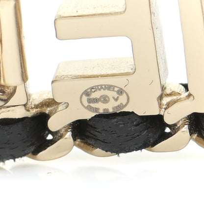 Chanel Metal Lambskin Vintage Allure Logo Hair Clip Black Gold 5 of 6