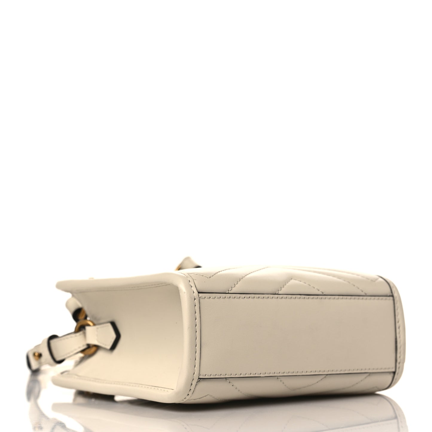 Calfskin Matelasse Chevron Mini GG Marmont Tote Mystic White