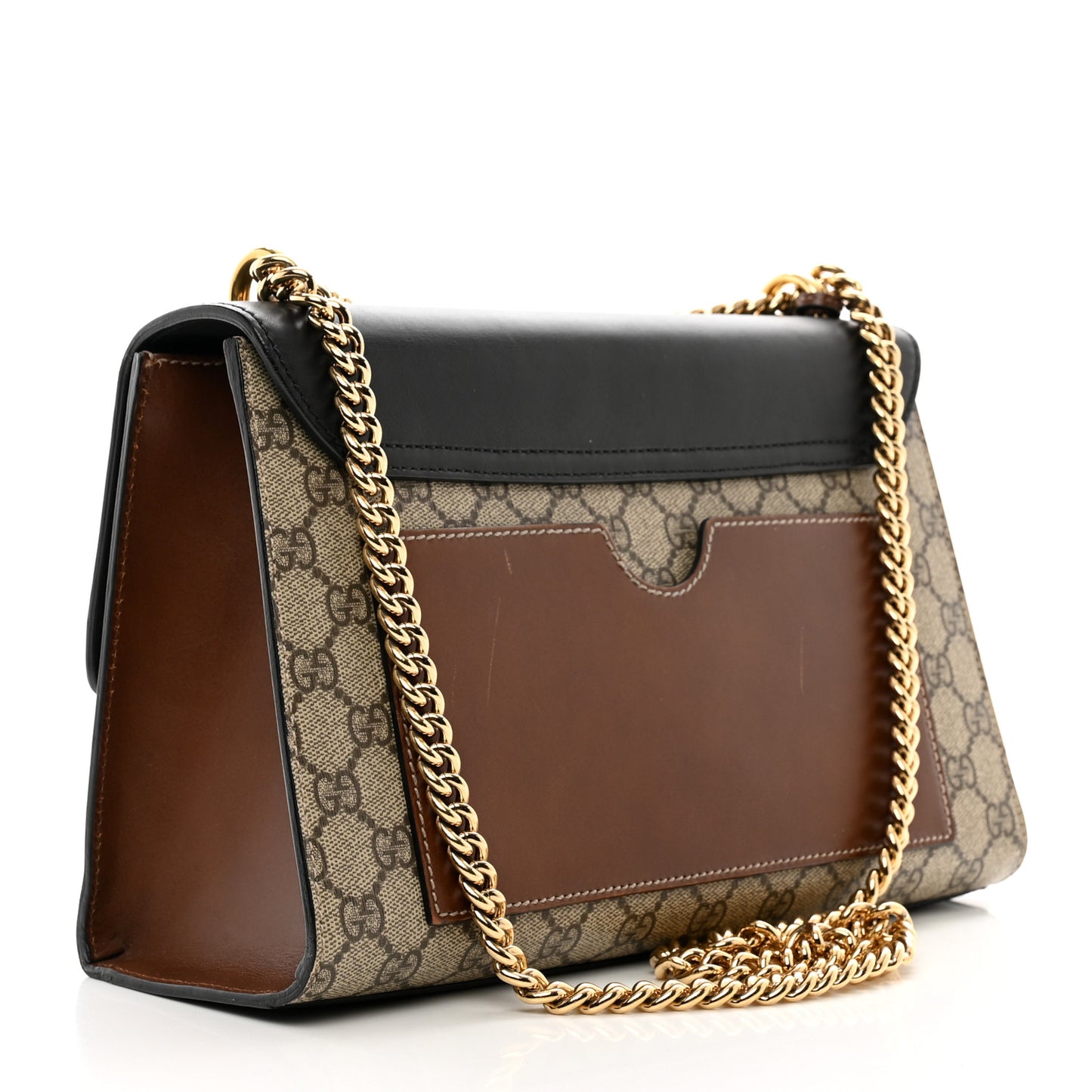 GG Supreme Monogram Calfskin Medium Padlock Shoulder Bag Beige Black Cuir