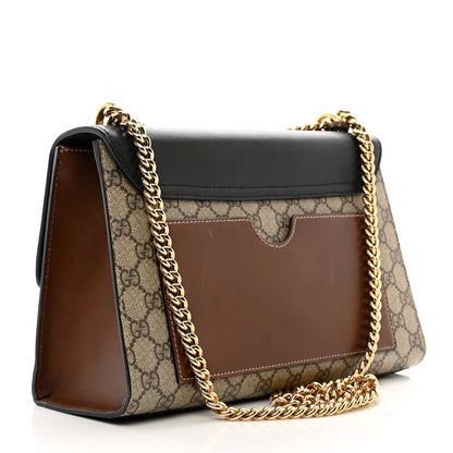 Gucci GG Supreme Monogram Calfskin Medium Padlock Shoulder Bag Beige Black Cuir 3 of 12