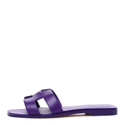 Hermes Calfskin Oran Sandals 39.5 Violet Majorette 1 of 11
