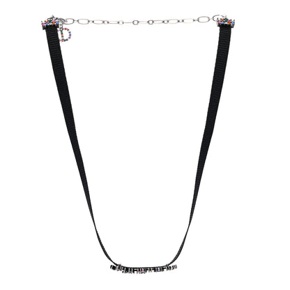 Christian Dior Grosgrain Ribbon Crystal J'Adior Logo Choker Necklace Multicolor 3 of 5