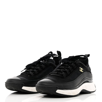 Chanel Velvet Calfskin Mixed Fibers CC Sneakers 40 Black 3 of 12
