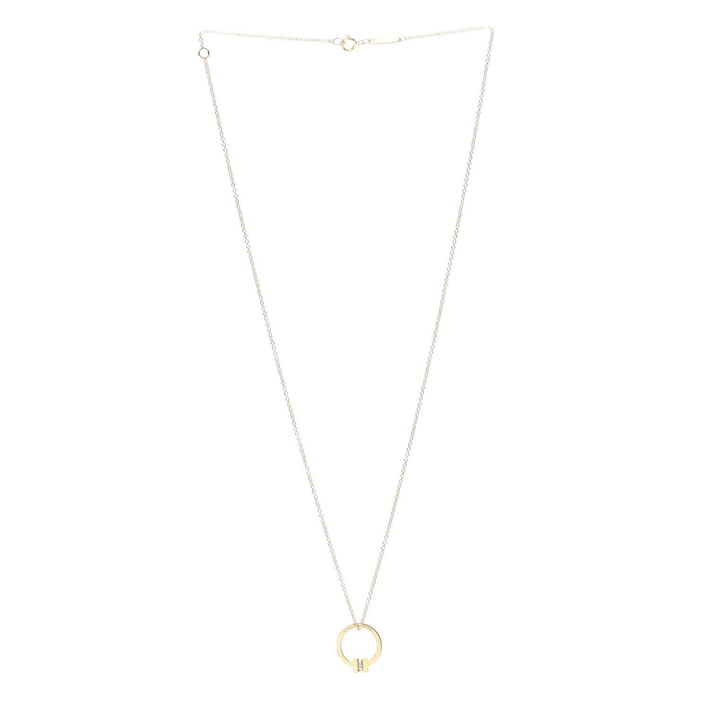 18K Yellow Gold Diamond T Pendant Necklace
