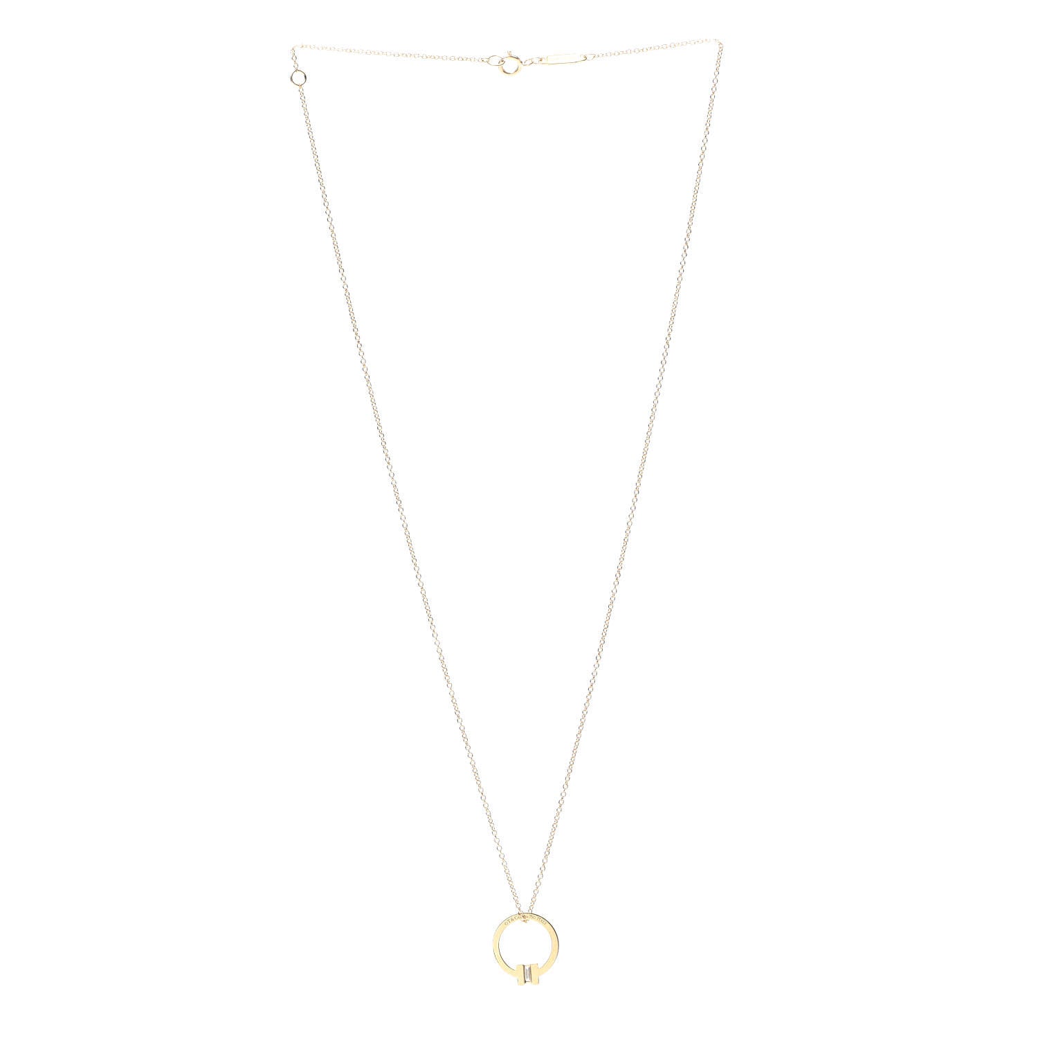 Tiffany 18K Yellow Gold Diamond T Pendant Necklace 3 of 6