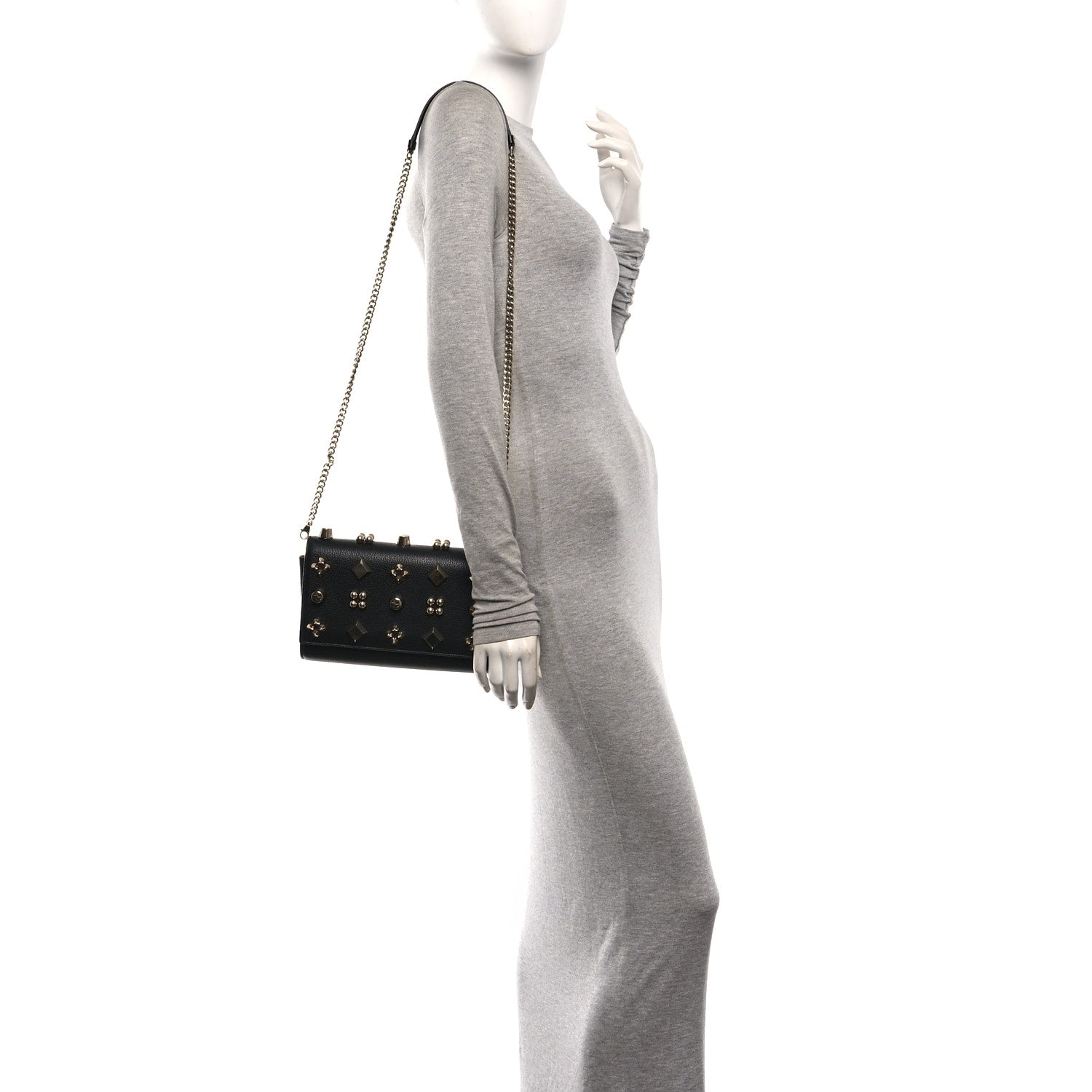 Christian Louboutin Calfskin Spikes Paloma Wallet On Chain Black 2 of 9