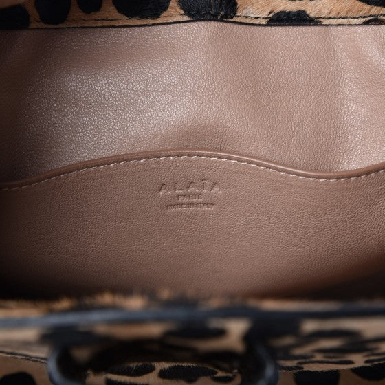 Calf Hair Leopard Print Alligator Tote Black