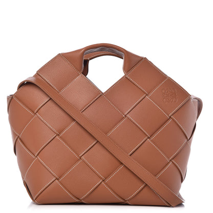 Loewe Calfskin Woven Basket Bag Tan 1 of 9