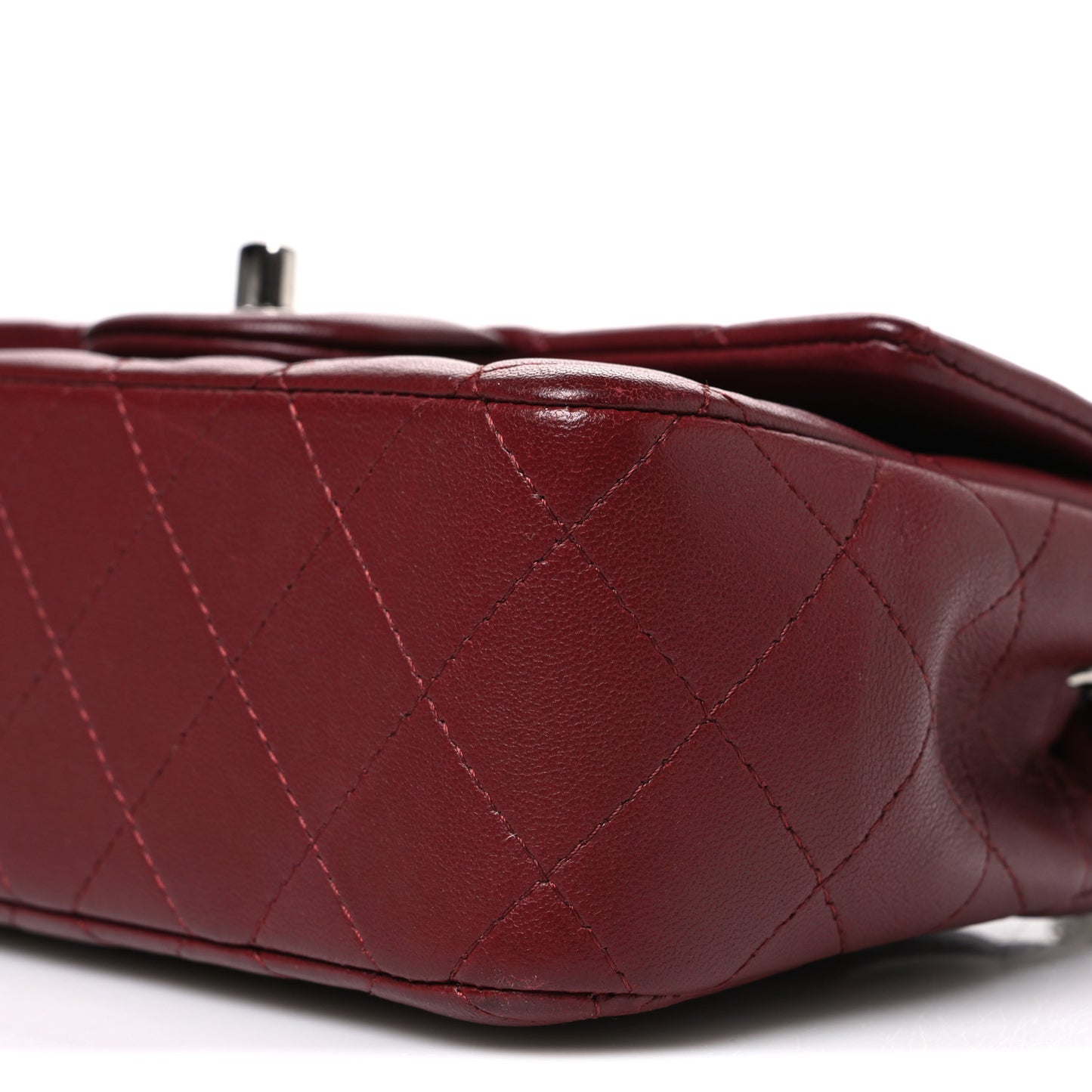 Lambskin Quilted Mini Rectangular Flap Burgundy