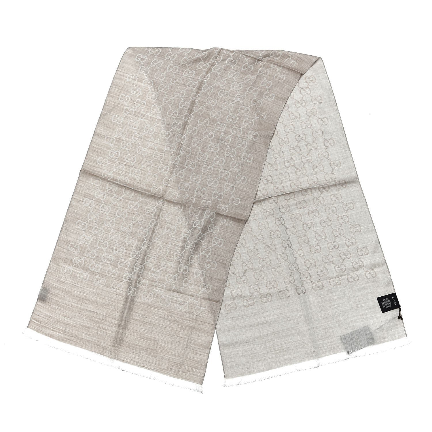 Gucci Wool Silk GG Monogram GGNat Scarf Sand 3 of 5