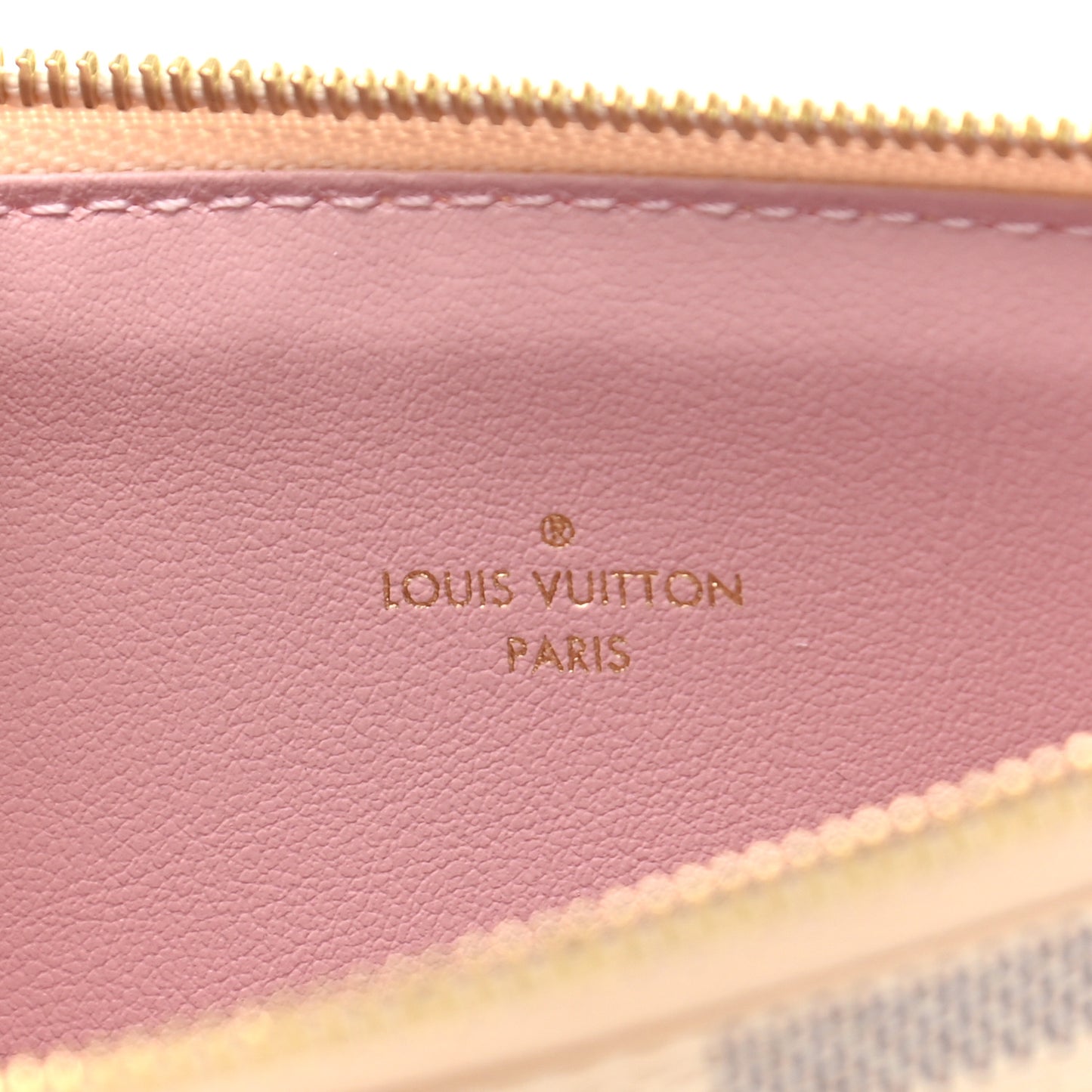 Damier Azur Felicie Chain Wallet Zippered Insert Rose Ballerine