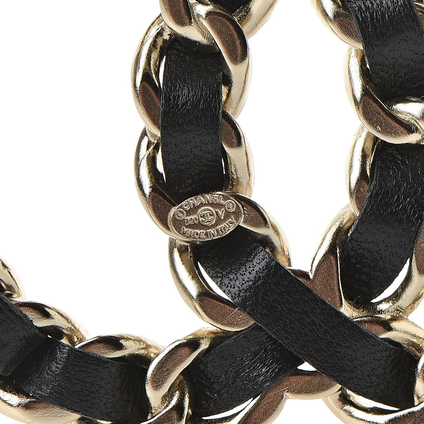 Lambskin Chain CC Brooch Black Gold