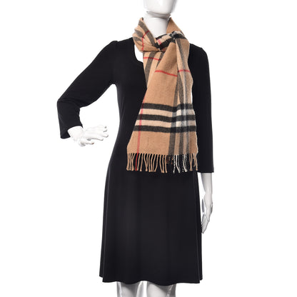 Burberry Cashmere Giant Check Fringe Scarf Camel 2 of 4