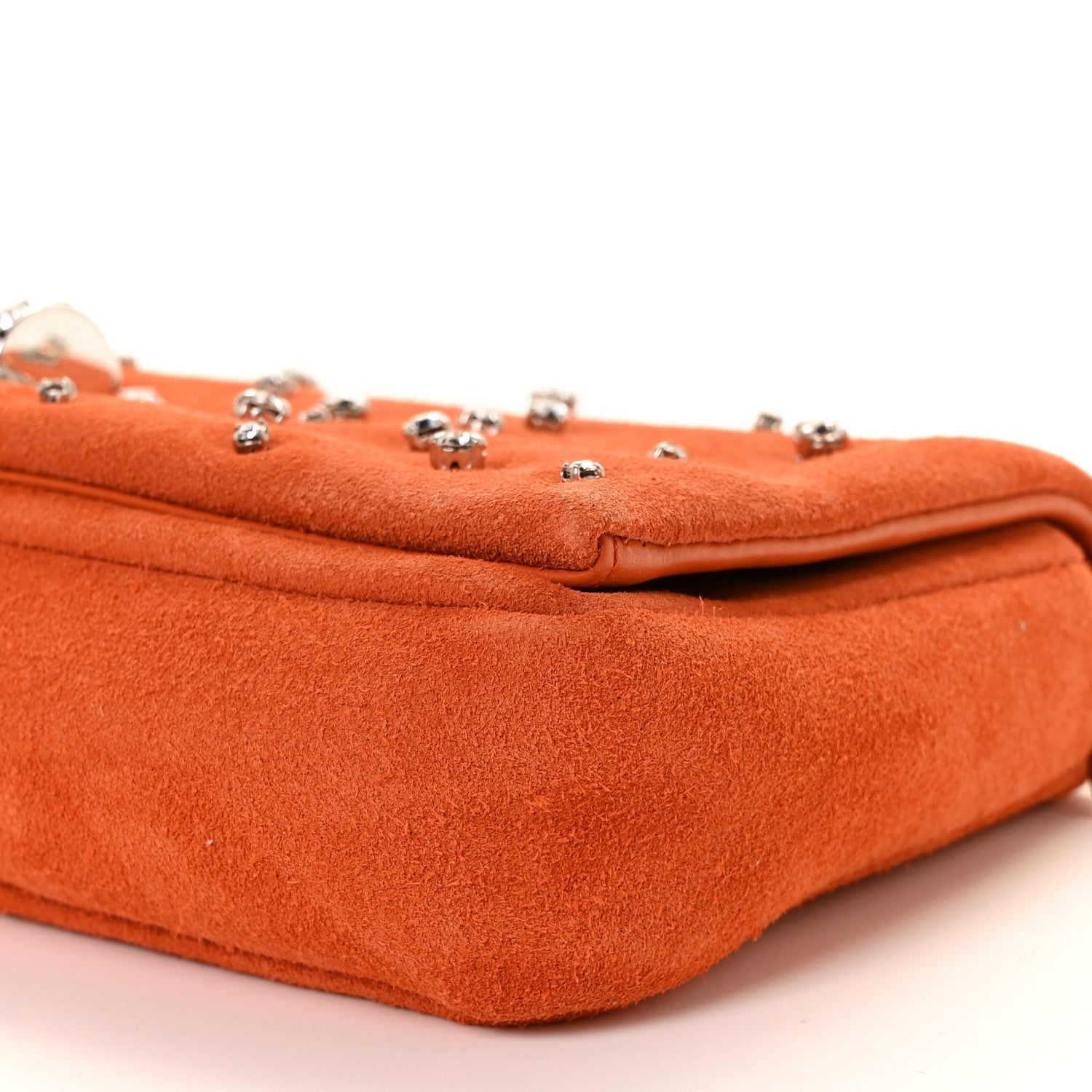 Miu Miu Suede Crystal Chain Crossbody Orange 7 of 7