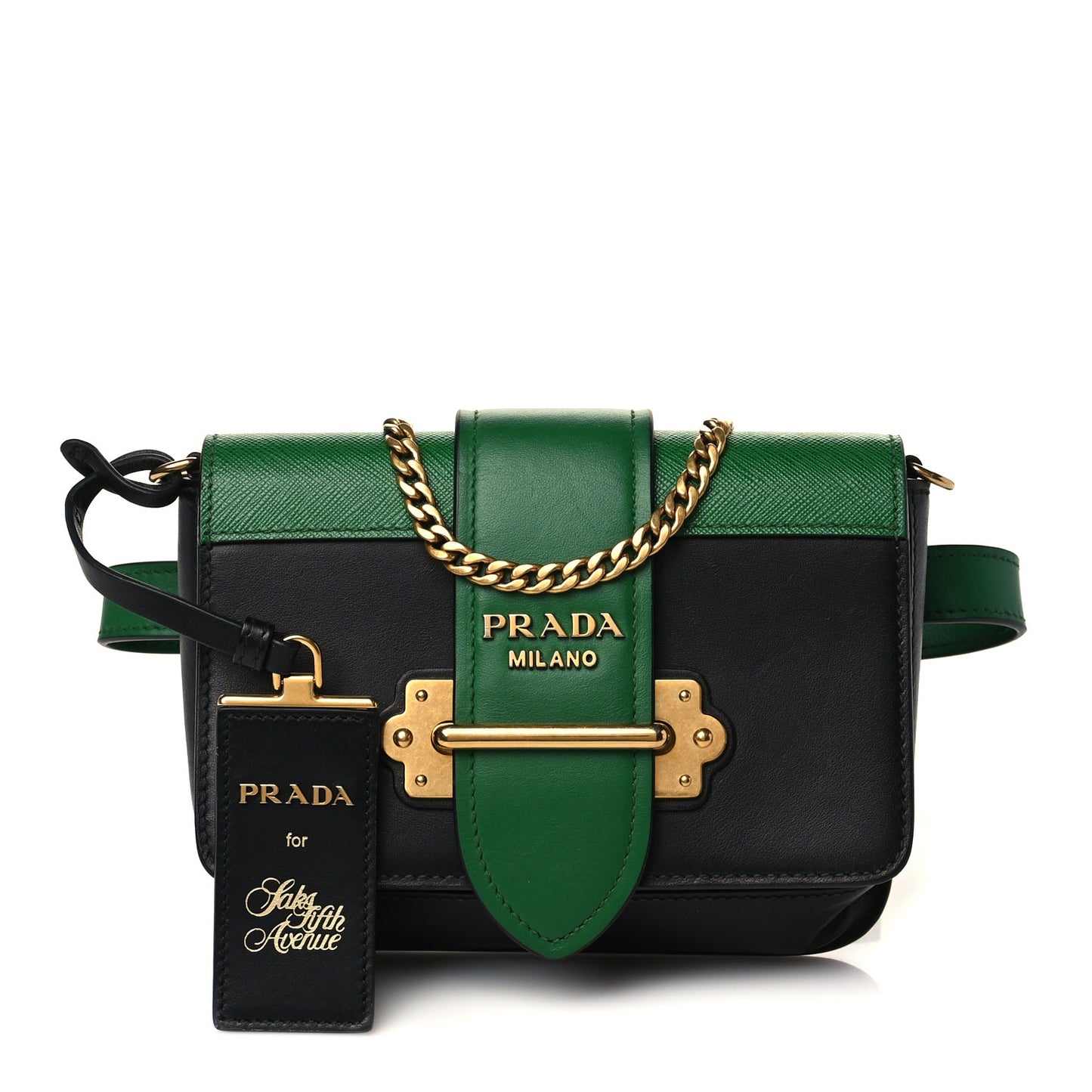Saffiano City Calf Cahier Belt Bag Black Verde