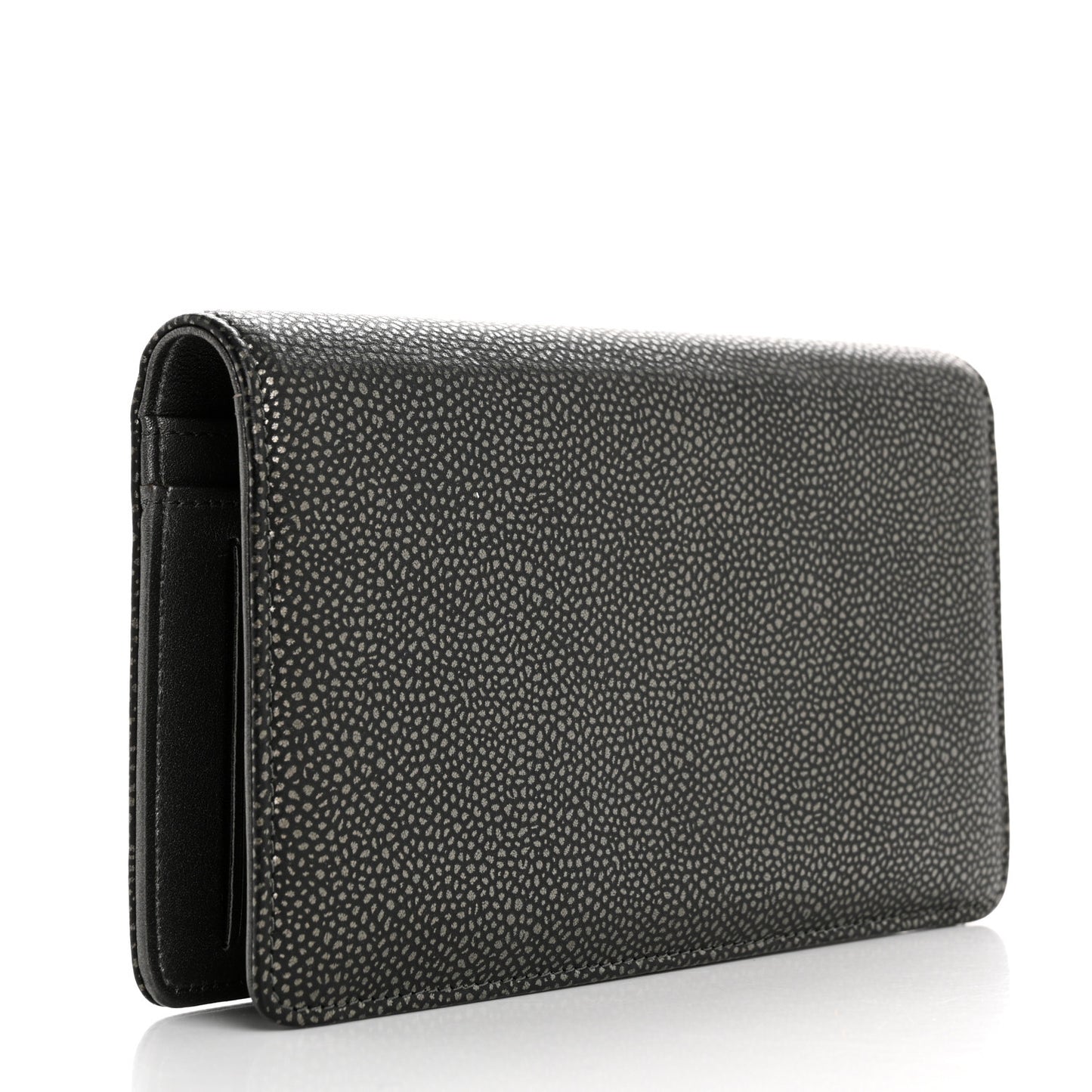 Metallic Caviar Timeless CC Yen Wallet Dark Silver